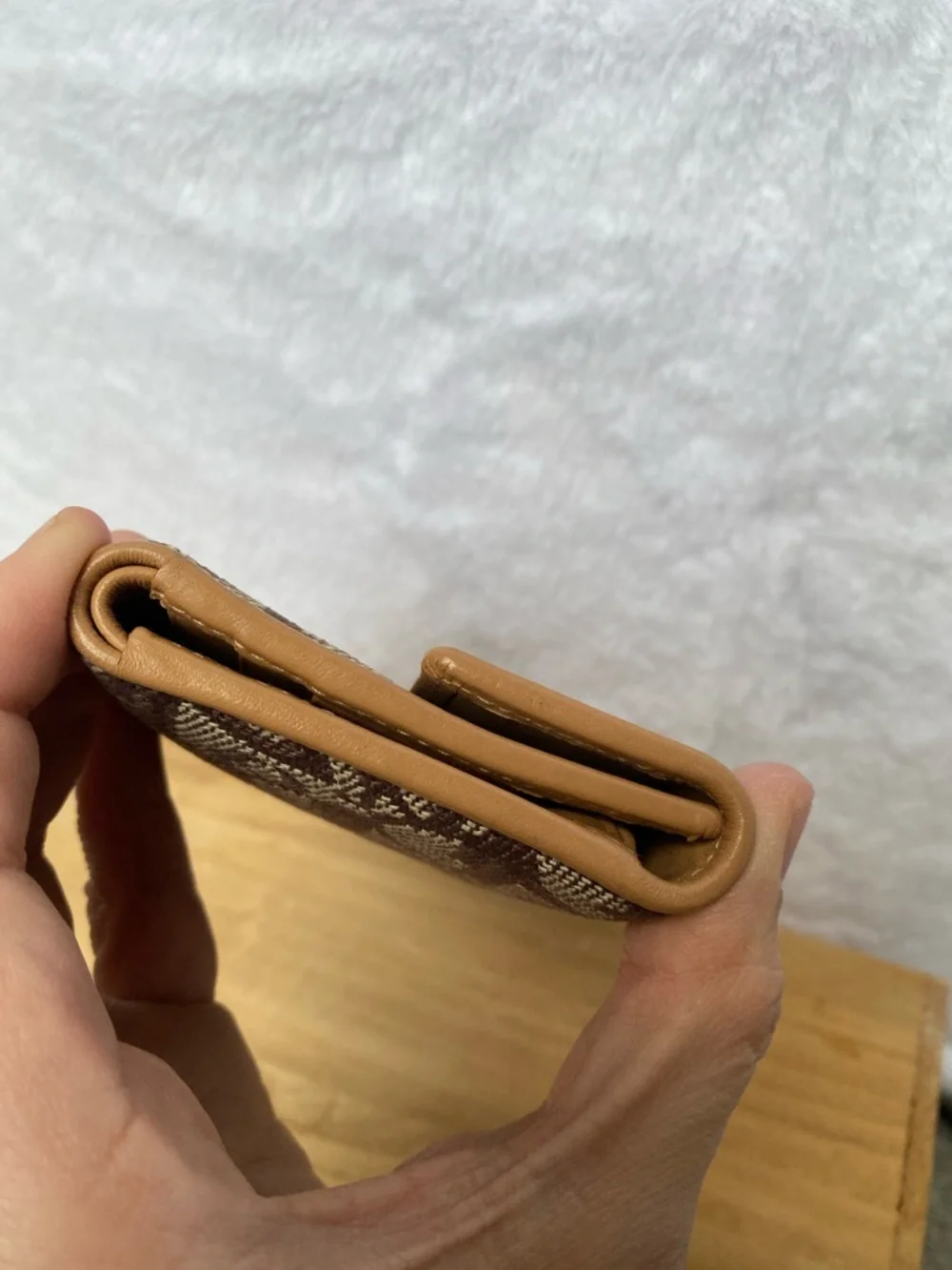 Dior Brown Canvas Wallet with Tan Leather Trim